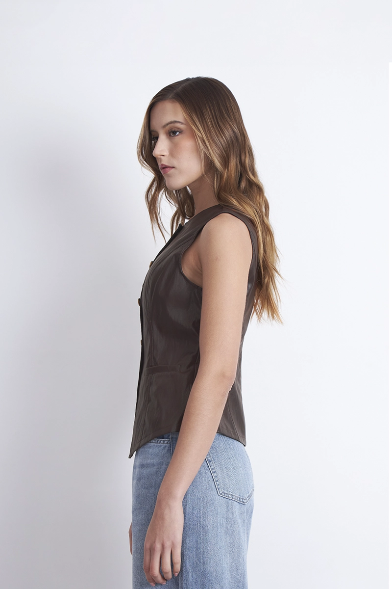 GILET ECO CUERO CAFE NICOPOLY - 3