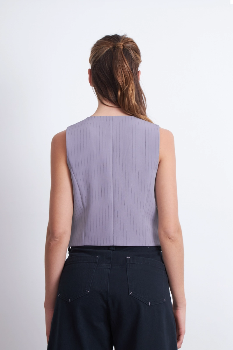GILET SASTRERO RAYAS DIPLOMATICAS GRIS MUJER NICOPOLY - 4
