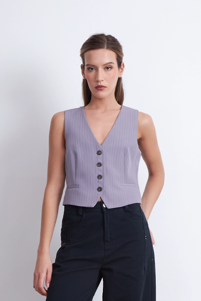 GILET SASTRERO RAYAS DIPLOMATICAS GRIS MUJER NICOPOLY - 6