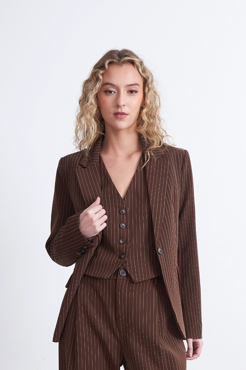 BLAZER RAYAS DIPLOMATICAS CAFE MUJER NICOPOLY - 2