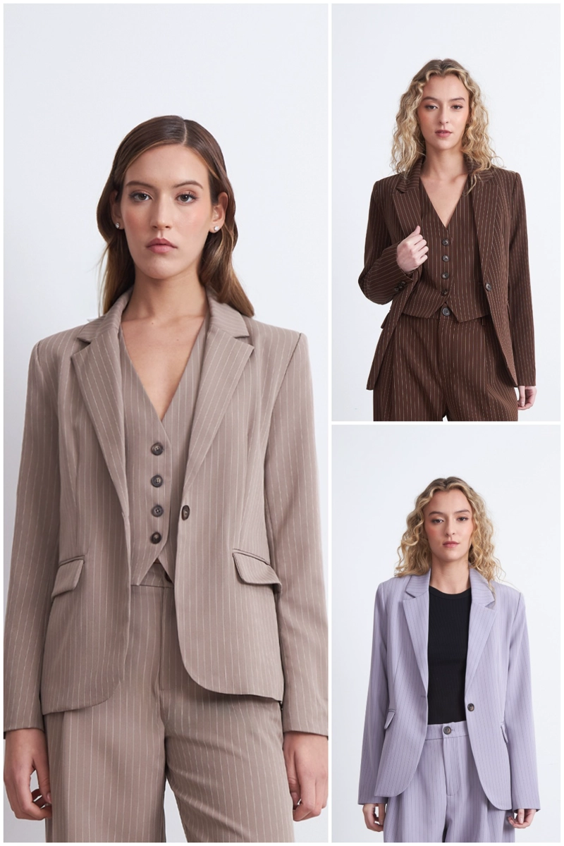 BLAZER RAYAS DIPLOMATICAS CAFE MUJER NICOPOLY - 5