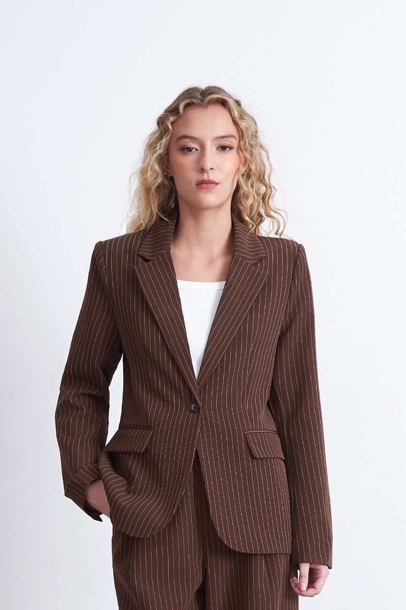 BLAZER RAYAS DIPLOMATICAS CAFE MUJER NICOPOLY - 6