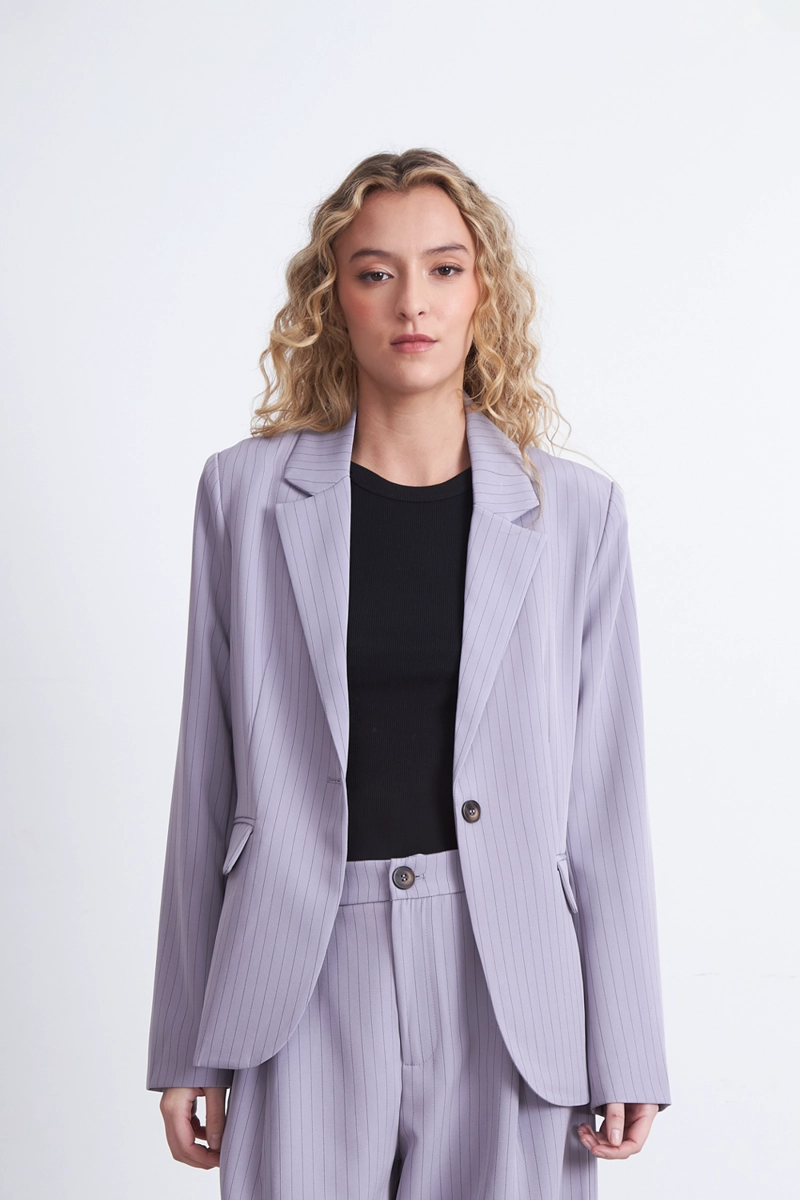BLAZER RAYAS DIPLOMATICAS GRIS MUJER NICOPOLY - 1