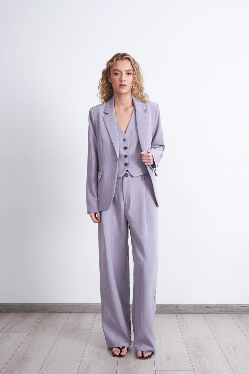 BLAZER RAYAS DIPLOMATICAS GRIS MUJER NICOPOLY - 2
