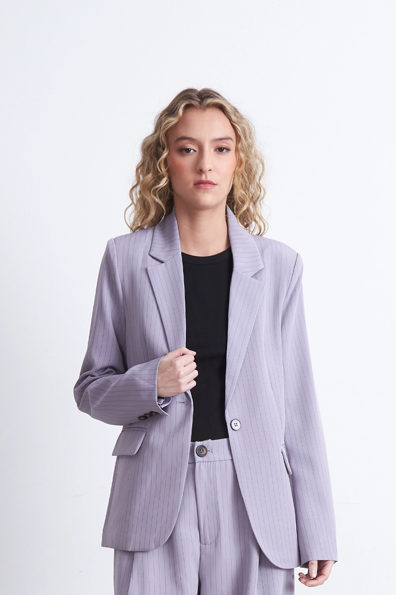 BLAZER RAYAS DIPLOMATICAS GRIS MUJER NICOPOLY - 6