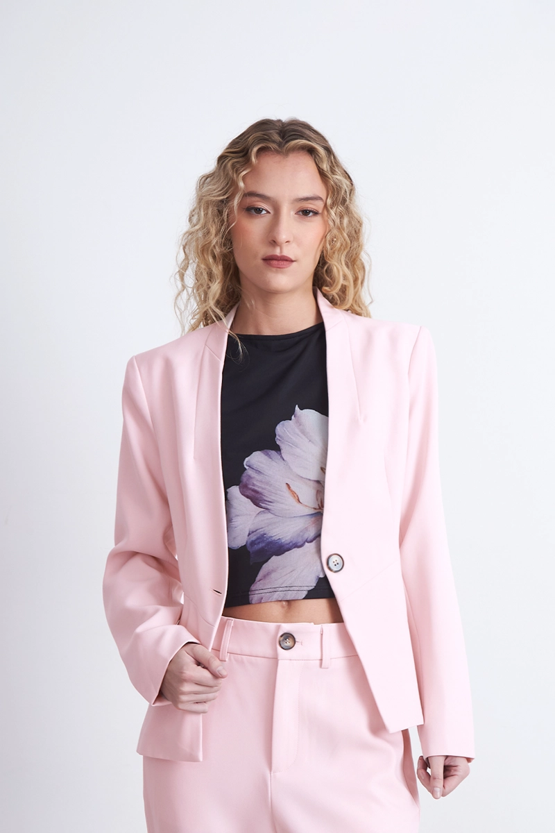 BLAZER BASICO SASTRERO ROSADO MUJER NICOPOLY - 1