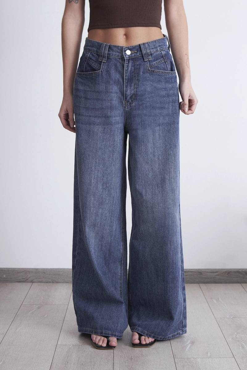 JEANS WIDE LEG ANCHO AZUL MARINO NICOPOLY - 1