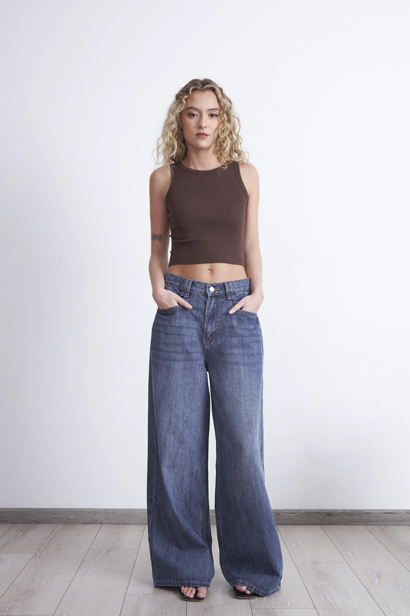 JEANS WIDE LEG ANCHO AZUL MARINO NICOPOLY - 2