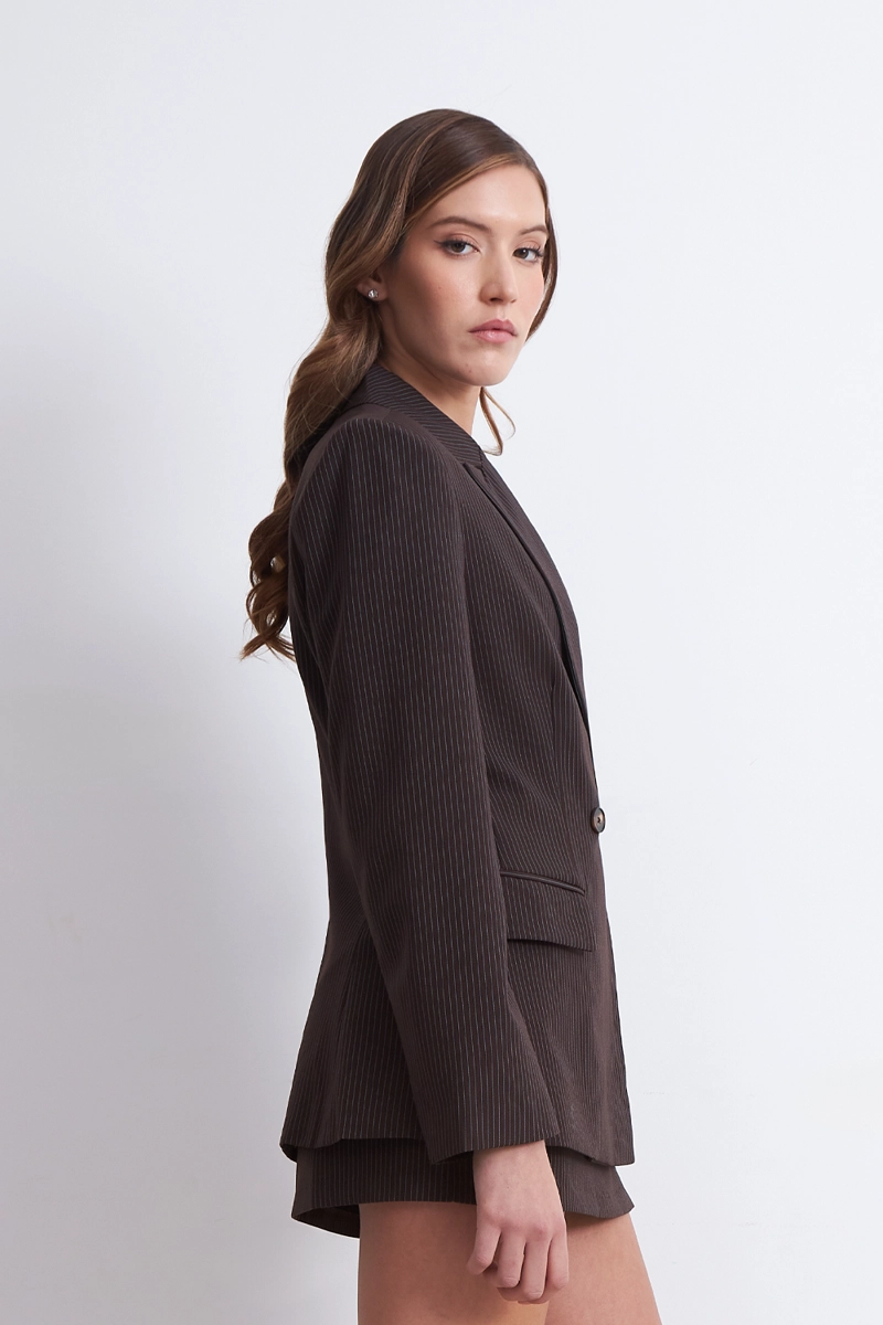 BLAZER CRUZADO RAYAS DIPLOMATICAS CAFE NICOPOLY - 3