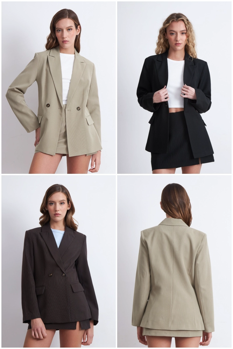 BLAZER CRUZADO RAYAS DIPLOMATICAS CAFE NICOPOLY - 5