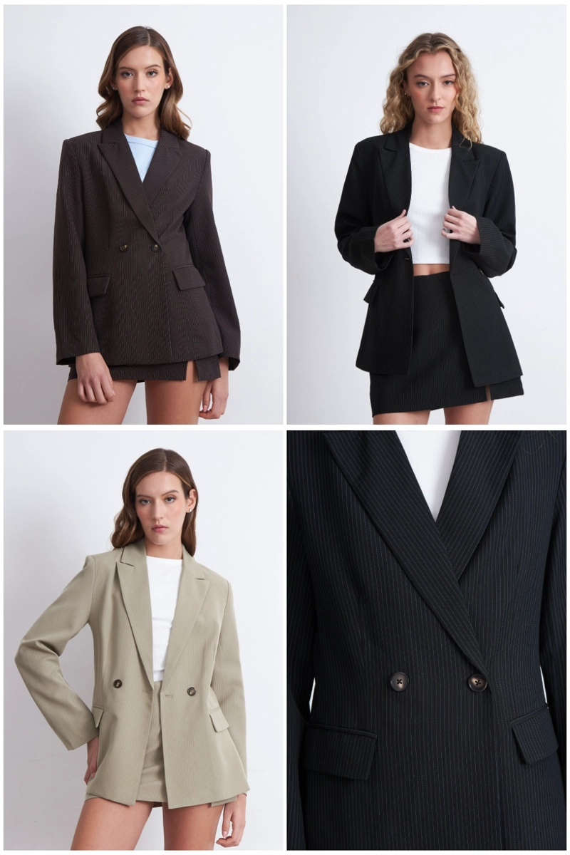 BLAZER CRUZADO RAYAS DIPLOMATICAS CAFE NICOPOLY - 7