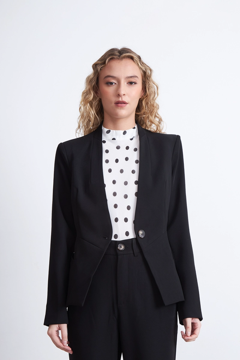 BLAZER BASICO SASTRERO NEGRO MUJER NICOPOLY - 1