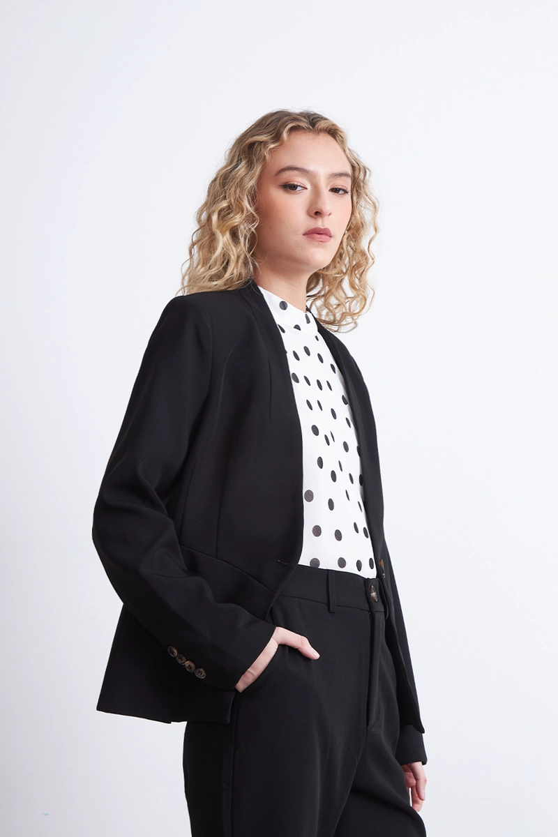 BLAZER BASICO SASTRERO NEGRO MUJER NICOPOLY - 3