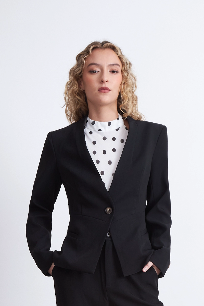 BLAZER BASICO SASTRERO NEGRO MUJER NICOPOLY - 6