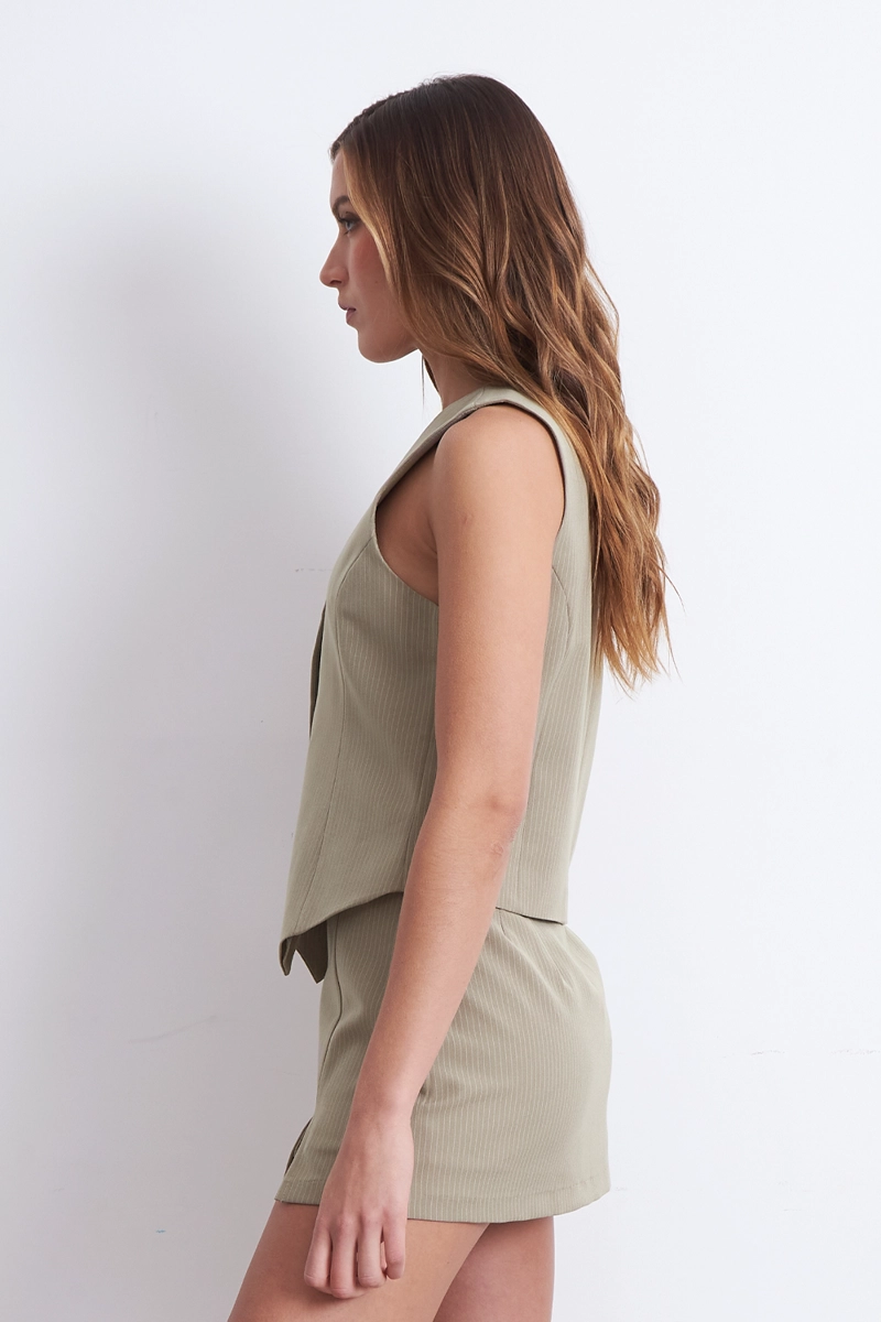 GILET SASTRERO RAYAS DIPLOMATICAS KHAKI MUJER NICOPOLY - 3
