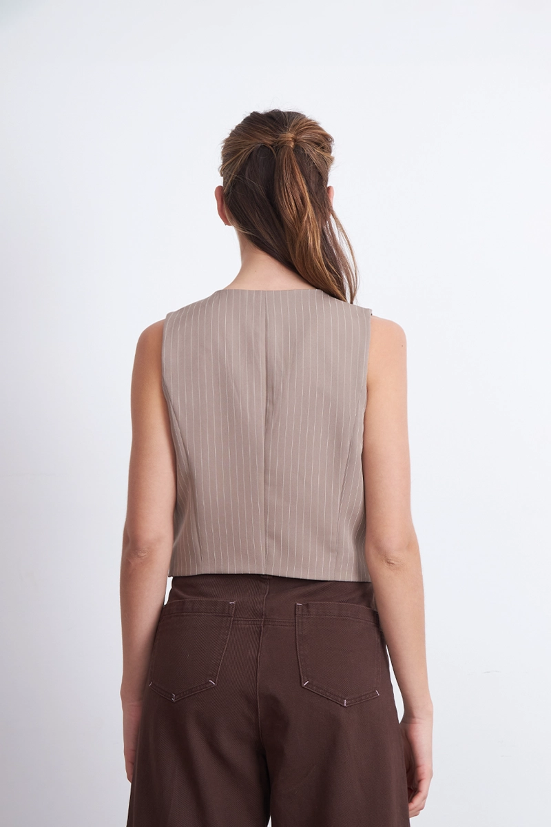 GILET SASTRERO RAYAS DIPLOMATICAS KHAKI NICOPOLY - 4