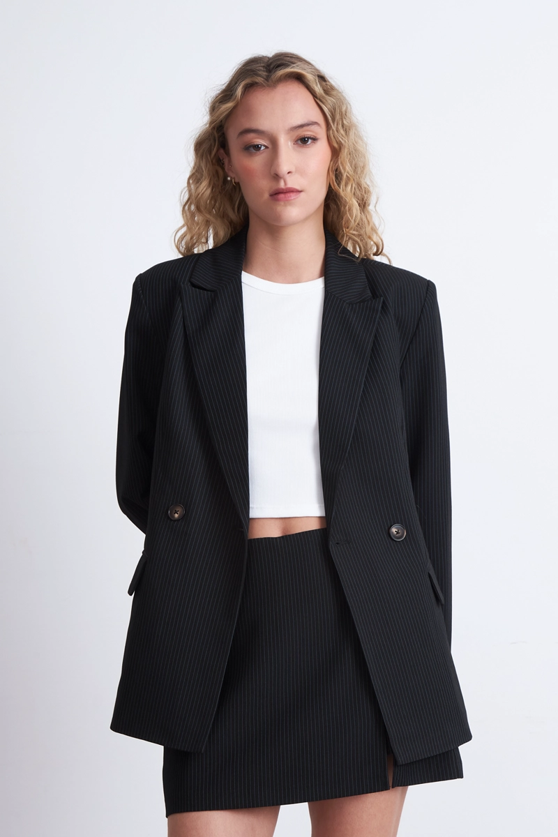BLAZER CRUZADO RAYAS DIPLOMATICAS AZUL MARINO NICOPOLY - 1