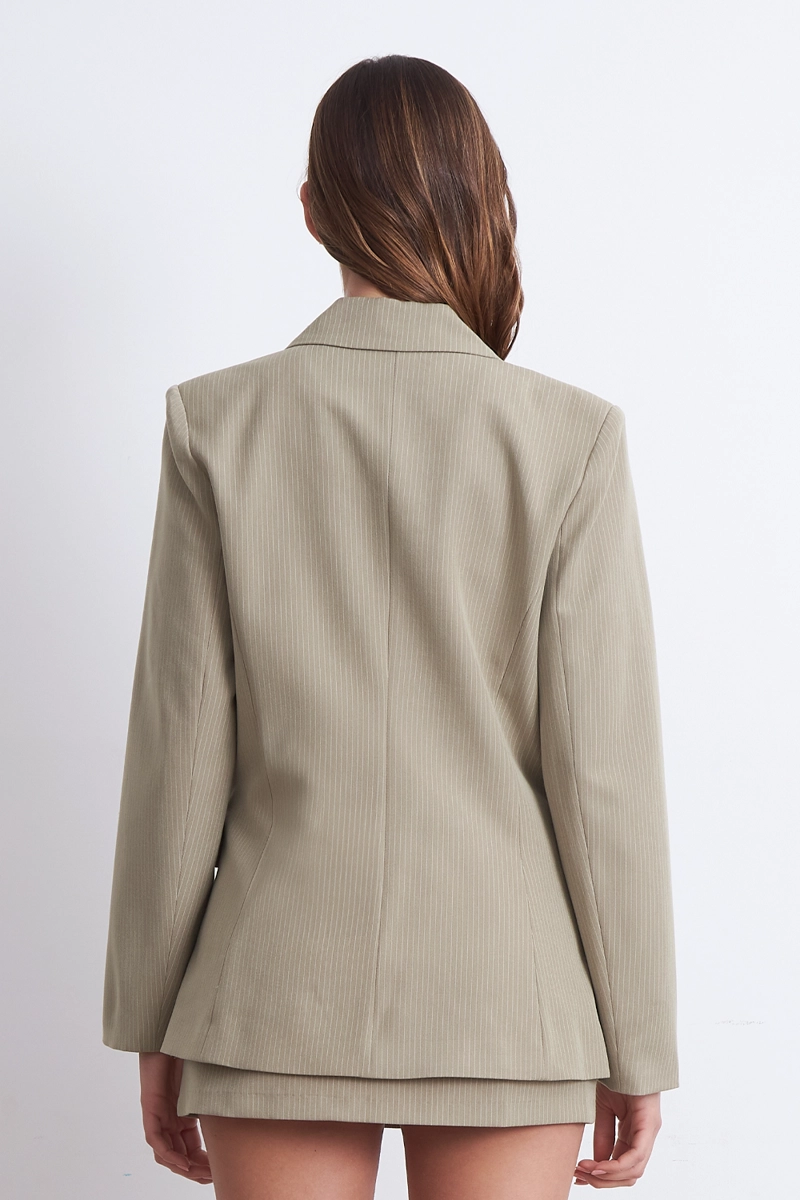 BLAZER CRUZADO RAYAS DIPLOMATICAS KHAKI NICOPOLY - 4