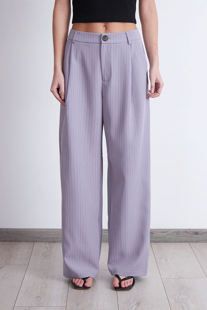 PANTALON RECTO RAYA DIPLOMATICA GRIS MUJER NICOPOLY - 3