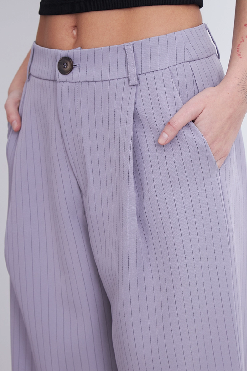 PANTALON RECTO RAYA DIPLOMATICA GRIS MUJER NICOPOLY - 7