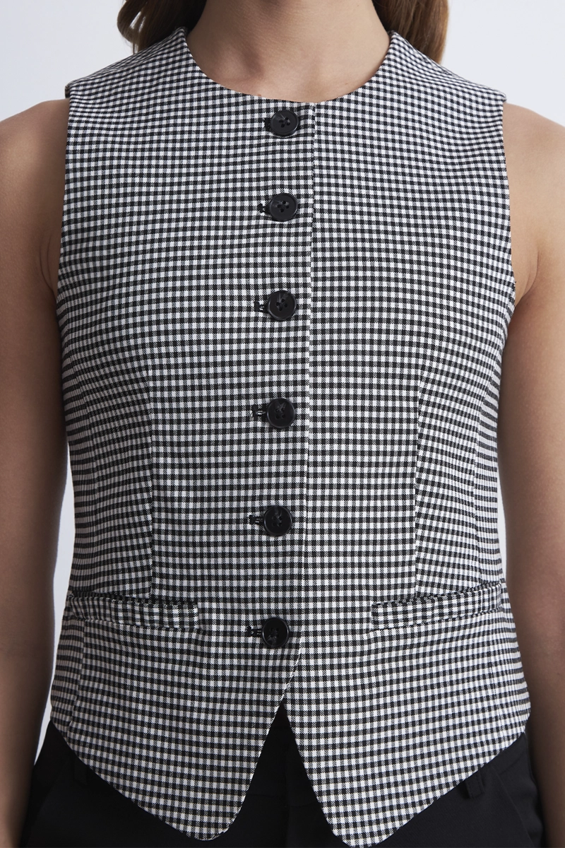 GILET VICHY NEGRO MUJER NICOPOLY - 6