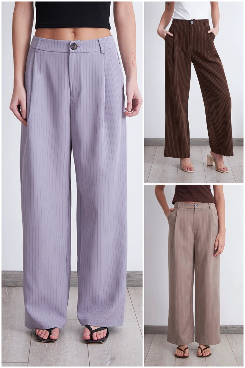 PANTALON RECTO RAYA DIPLOMATICA KHAKI MUJER NICOPOLY - 5