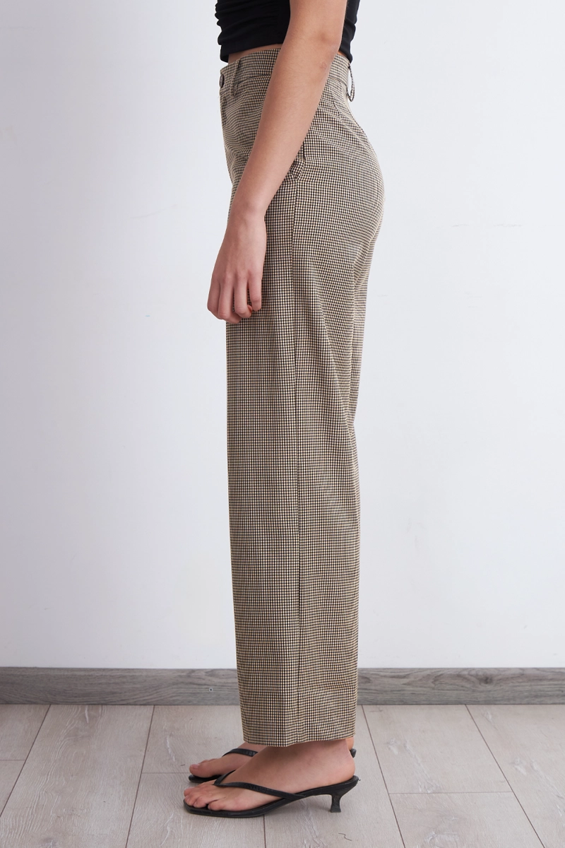 PANTALON RECTO VICHY KHAKI MUJER NICOPOLY - 3