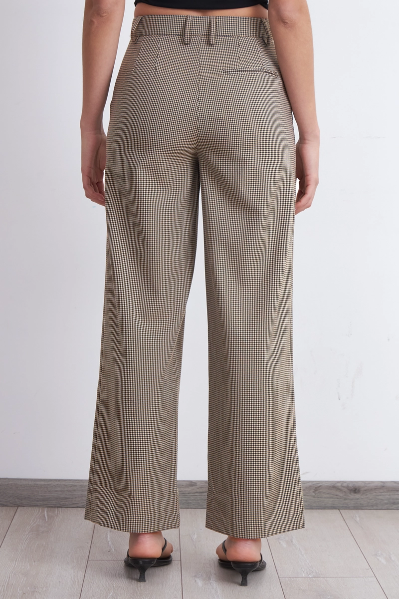 PANTALON RECTO VICHY KHAKI MUJER NICOPOLY - 4