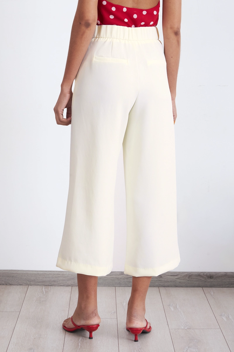 PANTALON WIDE LEG CROP BLANCO MUJER NICOPOLY - 4