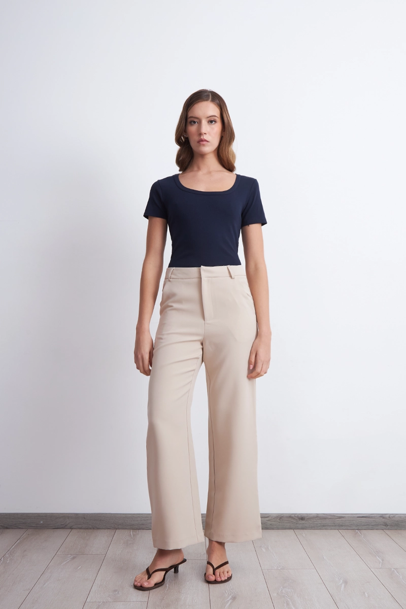 PANTALON BASICO BEIGE MUJER NICOPOLY - 2