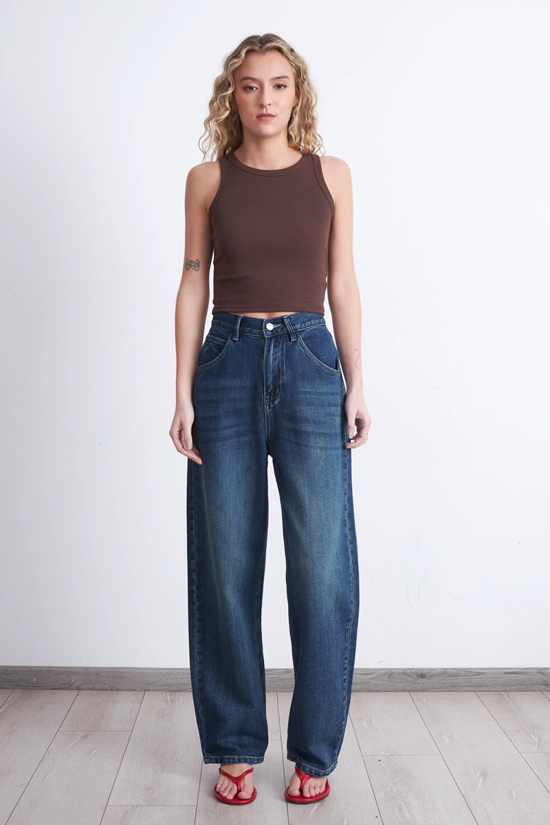 JEANS BARREL AZUL MARINO MUJER NICOPOLY - 2
