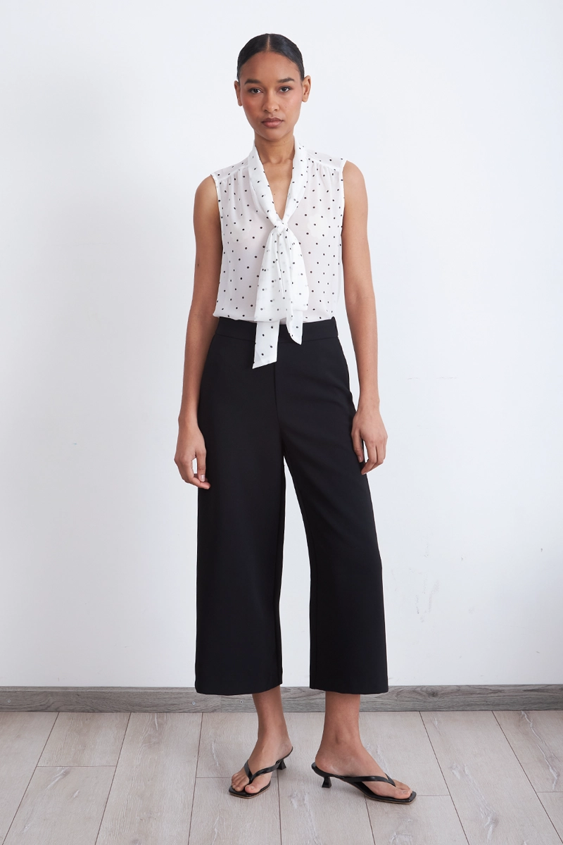 PANTALON WIDE LEG CROP NEGRO MUJER NICOPOLY - 2
