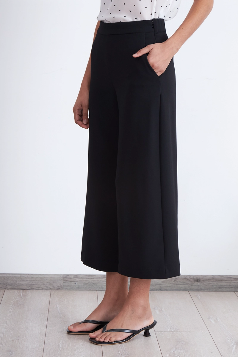 PANTALON WIDE LEG CROP NEGRO MUJER NICOPOLY - 3