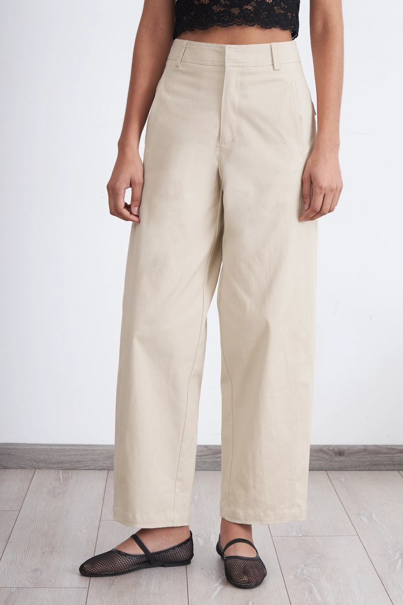 PANTALON CORTE BARREL BEIGE MUJER NICOPOLY - 1
