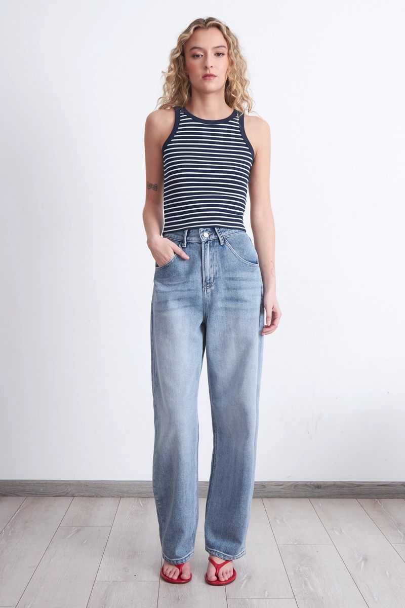 JEANS BARREL CELESTE MUJER NICOPOLY - 2
