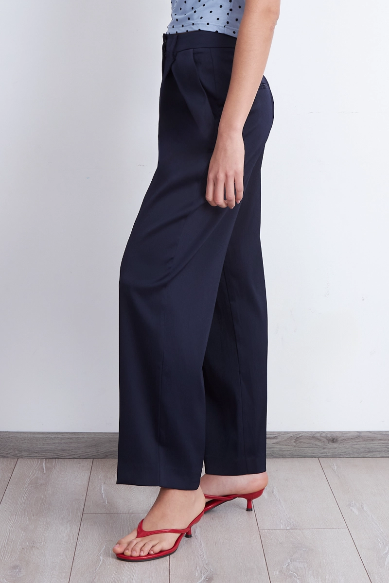 PANTALON SATINADO AZUL MARINO MUJER NICOPOLY - 3