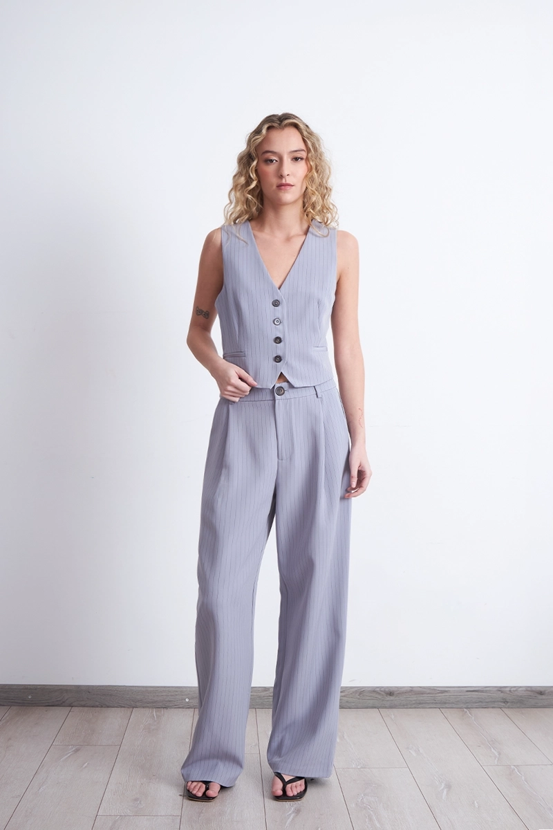 PANTALON RECTO RAYA DIPLOMATICA GRIS NICOPOLY - 2