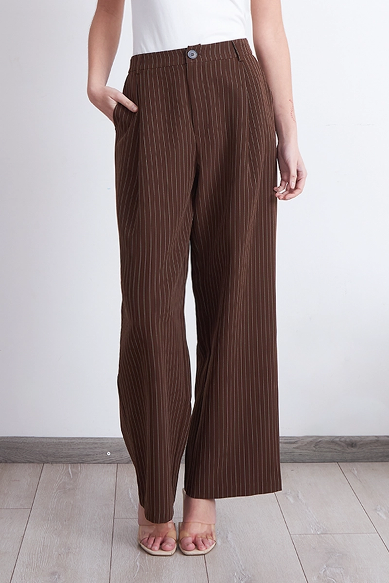 PANTALON RECTO RAYA DIPLOMATICA CAFE  NICOPOLY L
