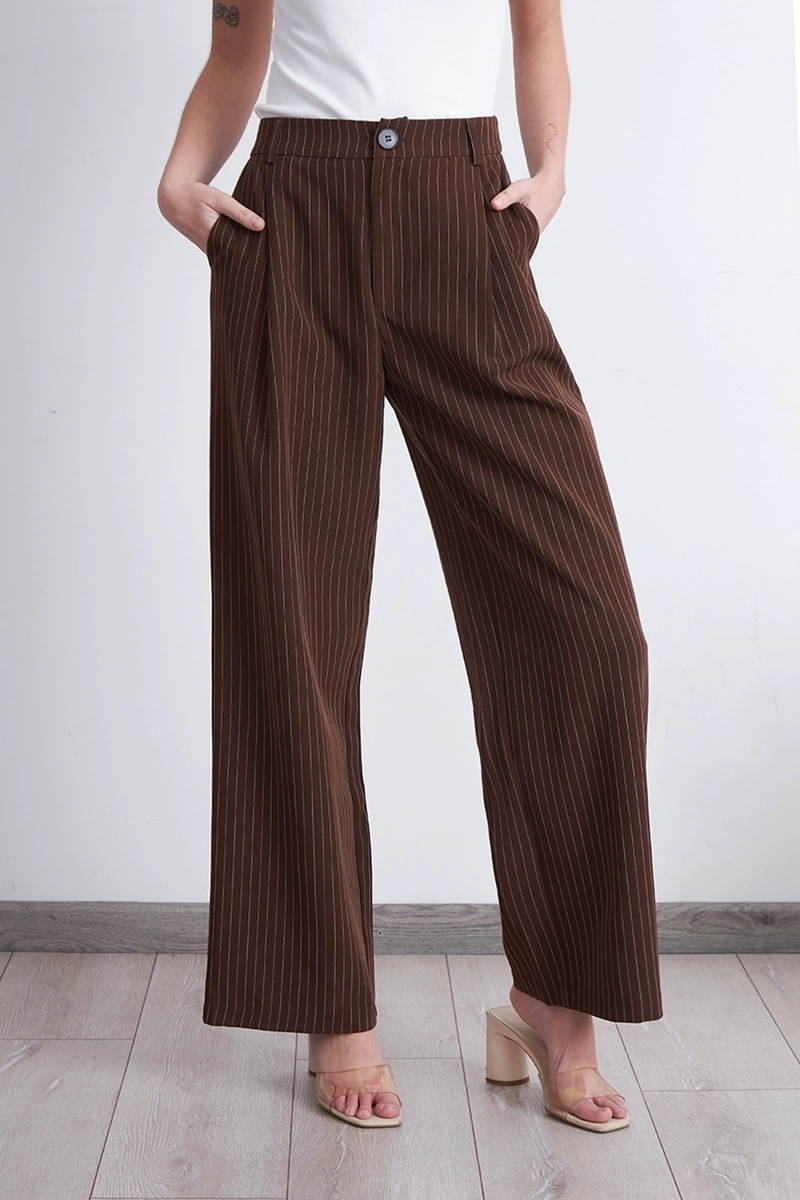 PANTALON RECTO RAYA DIPLOMATICA CAFE  NICOPOLY - 5