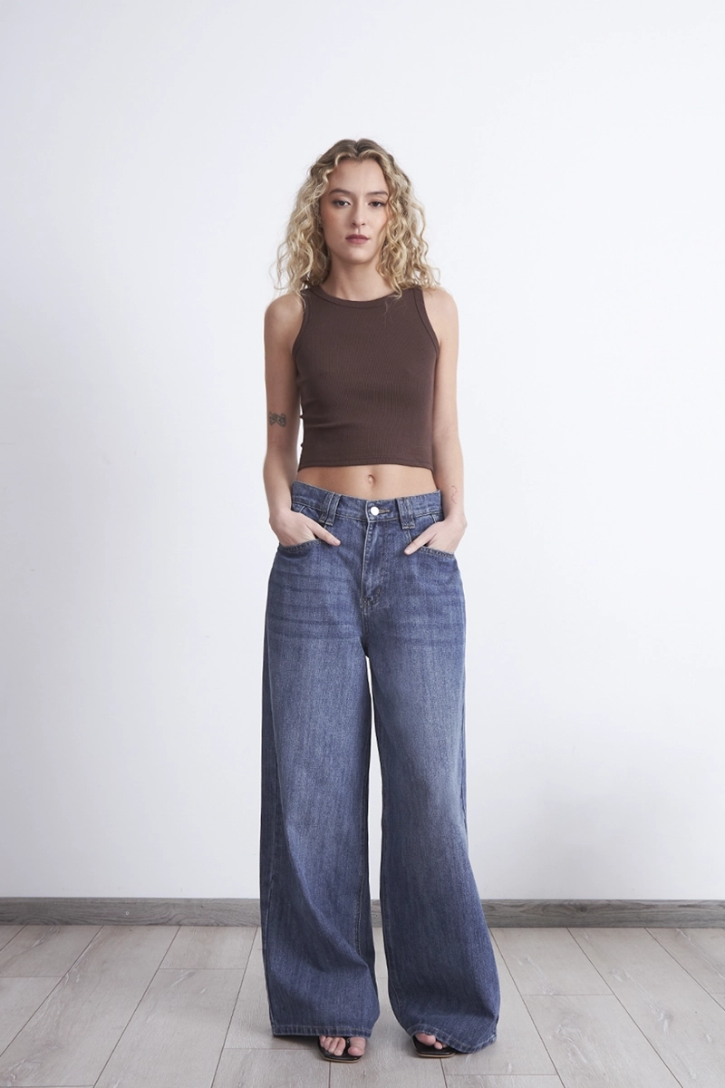 JEANS WIDE LEG ANCHO AZUL MARINO NICOPOLY - 2
