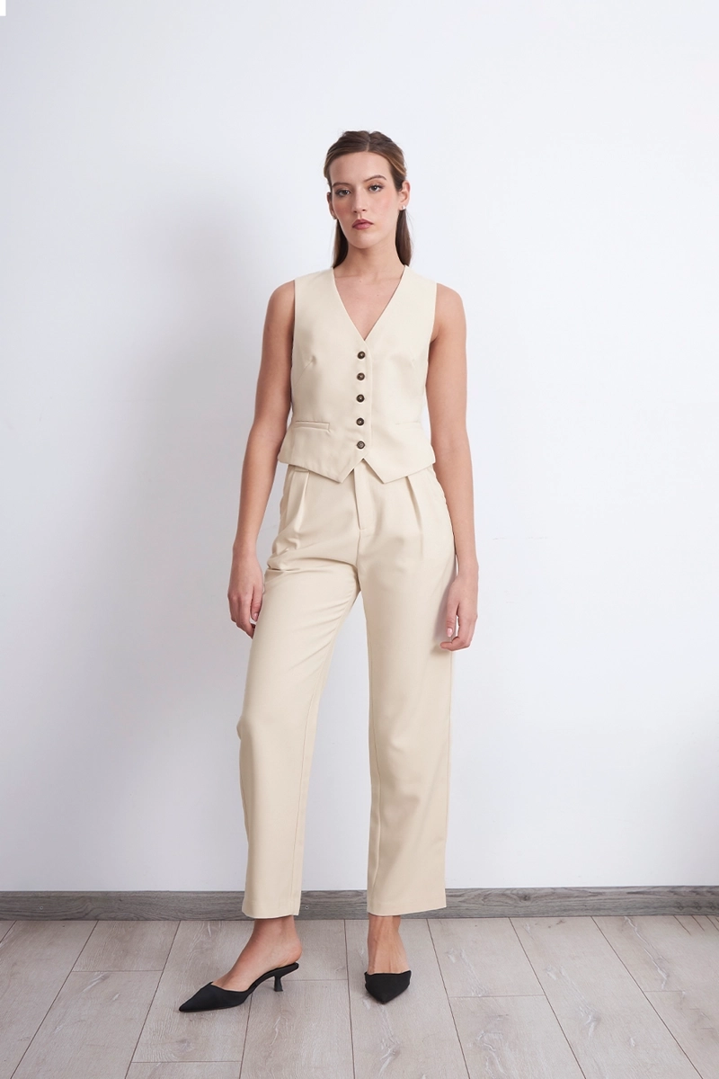 GILET BASICO AJUSTABLE BEIGE NICOPOLY - 2