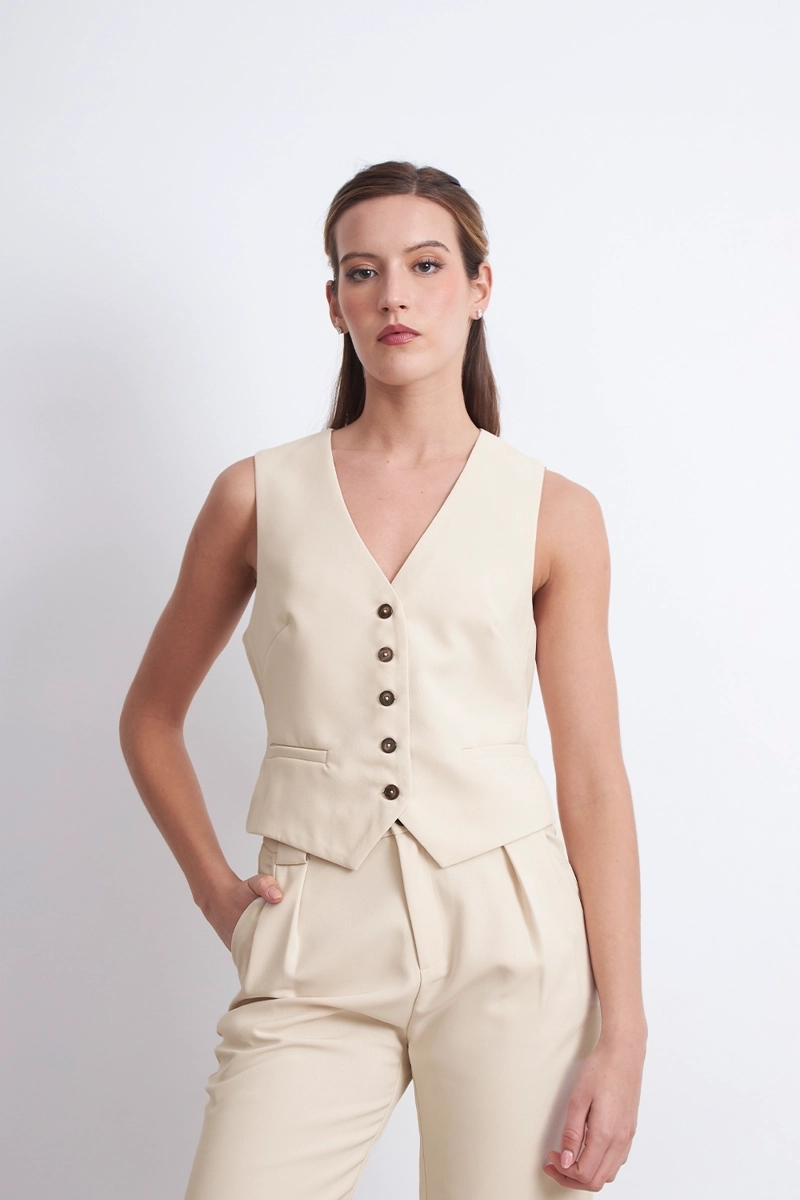 GILET BASICO AJUSTABLE BEIGE NICOPOLY - 5