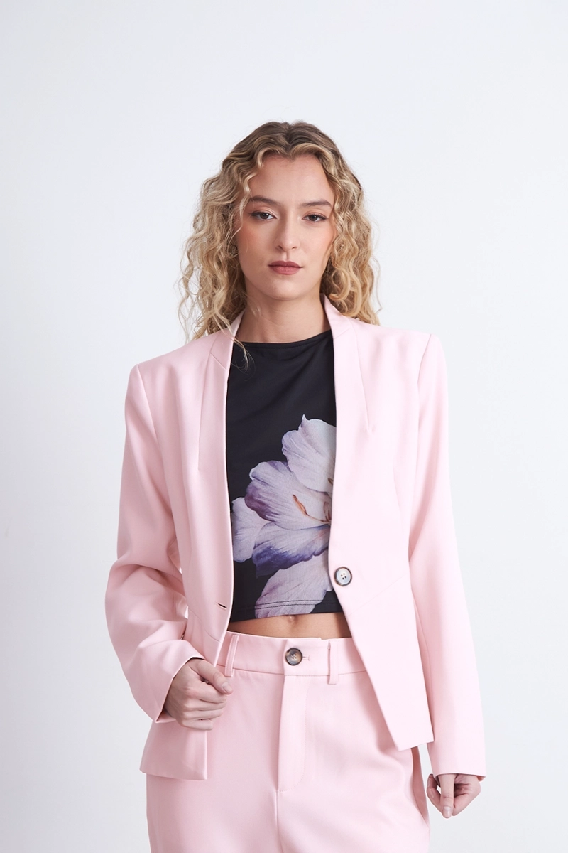 BLAZER BASICO SASTRERO ROSADO NICOPOLY - 1