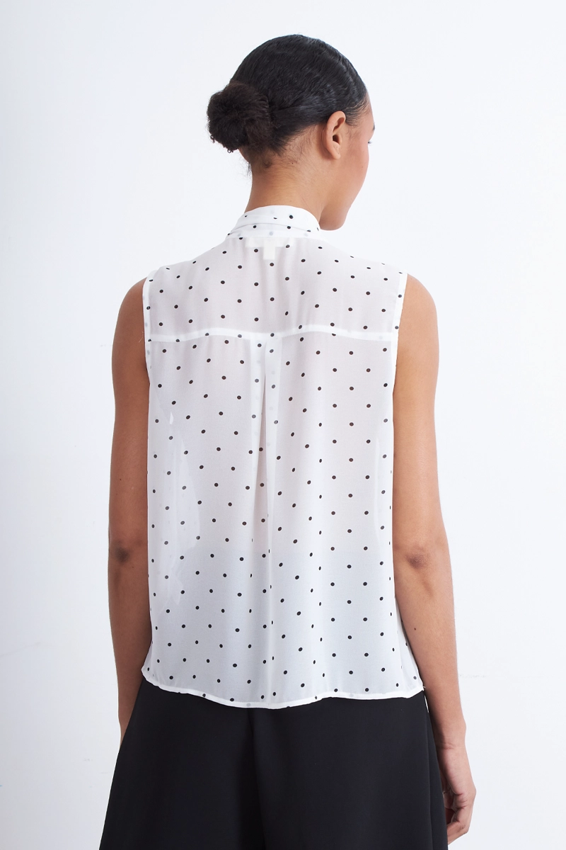 BLUSA PUNTOS CORBATIN BLANCO MUJER NICOPOLY - 4