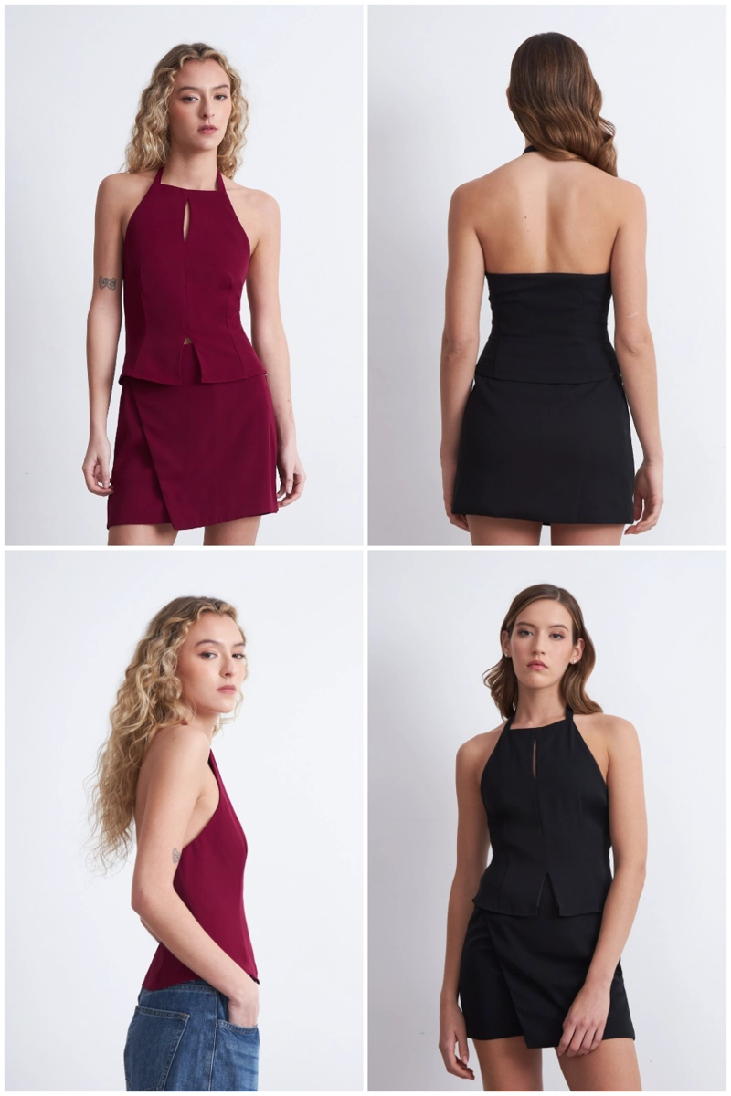 TOP HALTER ABERTURA NEGRO NICOPOLY - 5