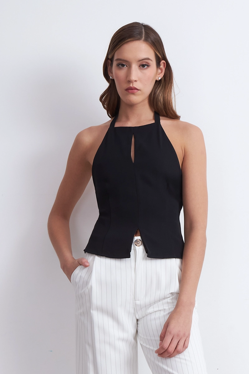 TOP HALTER ABERTURA NEGRO NICOPOLY - 6