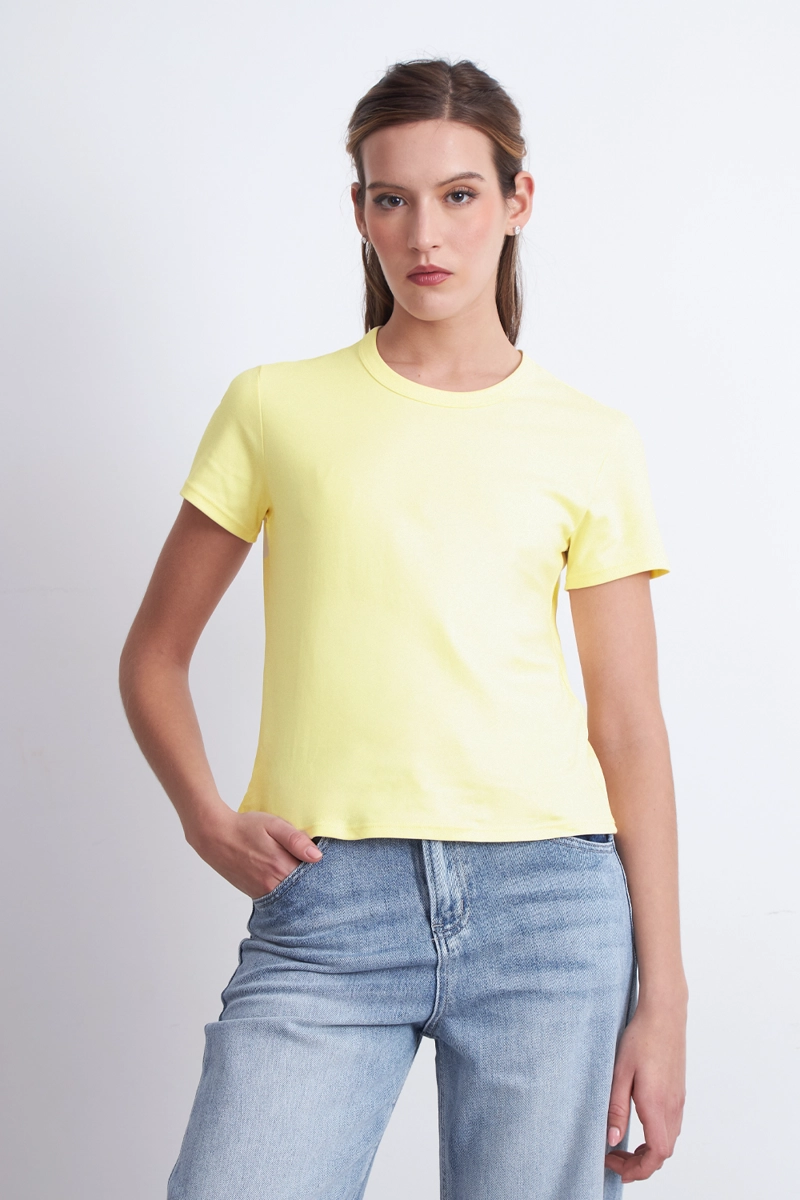 POLERA CUELLO REDONDO MANGA CORTA AMARILLO MUJER NICOPOLY - 6