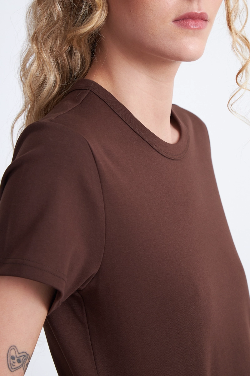 POLERA CUELLO REDONDO MANGA CORTA CAFE MUJER NICOPOLY - 7
