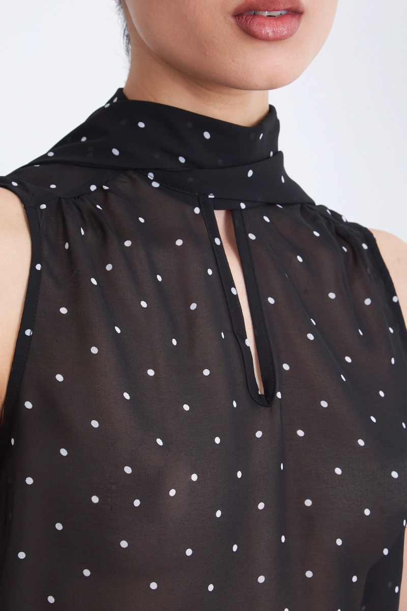 BLUSA PUNTOS CORBATIN NEGRO MUJER NICOPOLY - 7