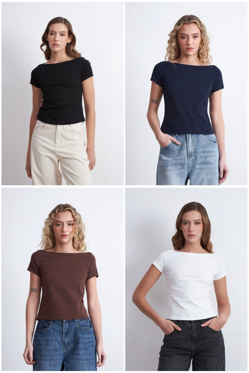 POLERA MANGA CORTA CUELLO BOTE AZUL MARINO MUJER NICOPOLY - 5